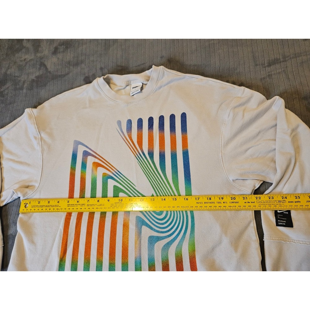 Nike Yoga Artist In Residence Robbie Simon Sweatshirt Cream Rainbow Medium - Picture 2 of 6